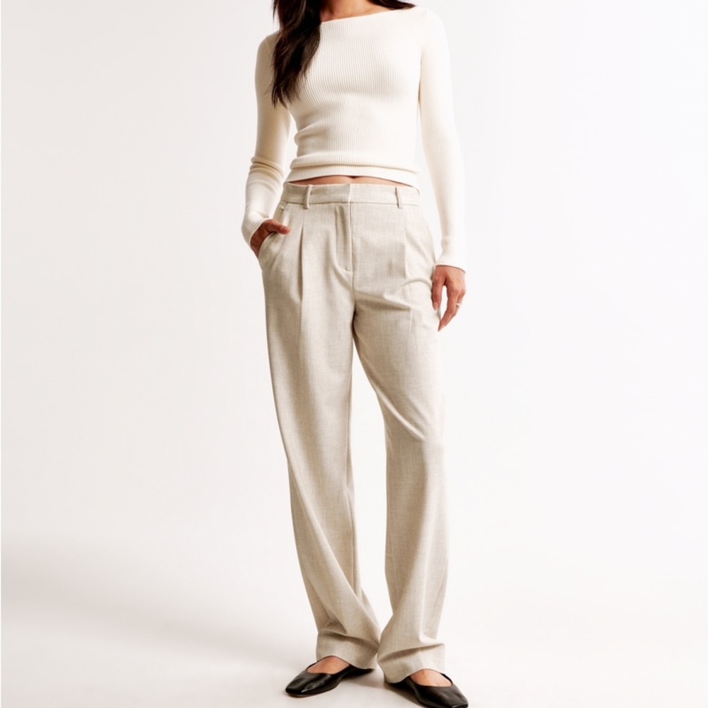 Abercrombie & Fitch A&F Women’s Quinn Tailored Straight Pants Sz M In White